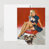 Mit Kätzchen Pin Up Postkarte (Vorne/Hinten)
