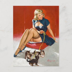 Mit Kätzchen Pin Up Postkarte