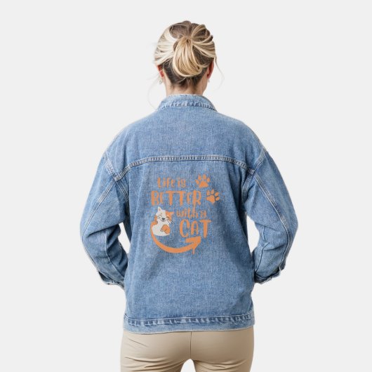 Mit Katze ist das Leben besser Jeansjacke (Modell)