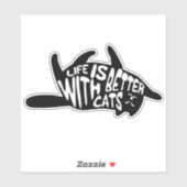 Mit Katzen ist das Leben besser | Fun Cat Typograf Aufkleber (Blatt)
