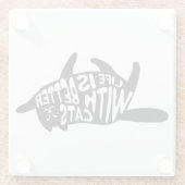 Mit Katzen ist das Leben besser | Fun Typografie Glasuntersetzer (Rückseite)