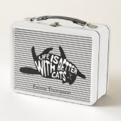 Mit Katzen ist das Leben besser | Fun Typografie Metall Lunch Box (Vorderseite)
