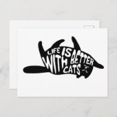Mit Katzen ist das Leben besser | Fun Typografie Postkarte (Vorne/Hinten)