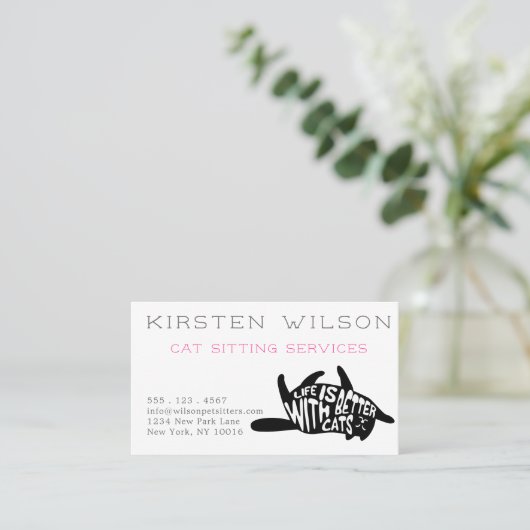 Mit Katzen ist das Leben besser | Katze oder Haust Visitenkarte (Stehend Vorderseite)