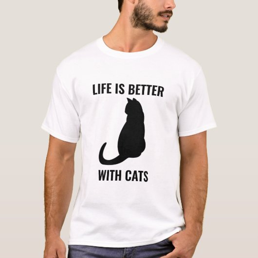 Mit Katzen ist das Leben besser T-Shirt (Vorderseite)