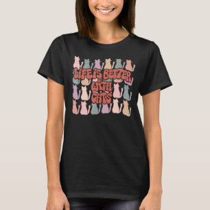 Mit Katzen Retro Katze Mama Vater Groovs Men Women T-Shirt