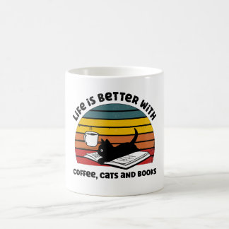 Mit Katzen und Büchern ist das Leben besser Kaffeetasse