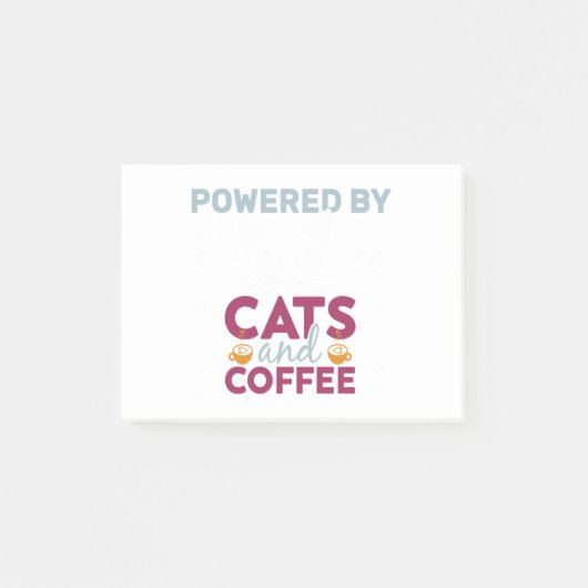 Mit Katzen und Kaffee versorgt Post-it Klebezettel (Vorderseite)