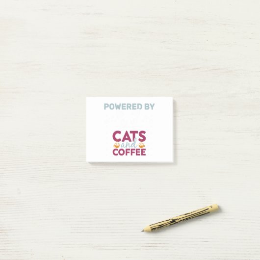 Mit Katzen und Kaffee versorgt Post-it Klebezettel (Auf Schreibtisch)