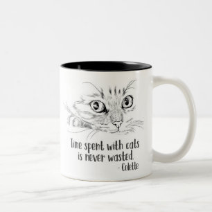 Mit Katzen verbrauchte Zeit wird nie verschwendet Zweifarbige Tasse
