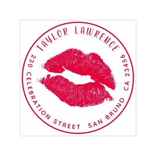 Mit Kiss Lips versiegelt Name und Rücksendeadresse Permastempel (Design)
