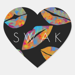 Mit Kiss versiegelt - tropischer Stil Herz-Aufkleber