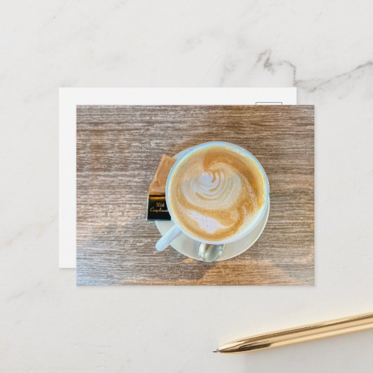 Mit Komplimenten: Café Postkarte (Vorderseite/Rückseite Beispiel)