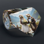 **"Mit Kuss verplombt"*** Krawatte<br><div class="desc">In ihren Bridal Outfits fotografiert,  sind Otter an ihrem Hochzeitstag.</div>