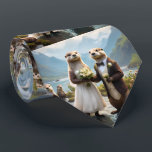 **"Mit Kuss verplombt"*** Krawatte<br><div class="desc">In ihren Bridal Outfits fotografiert,  sind Otter an ihrem Hochzeitstag.</div>