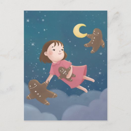 Mit Lebkuchengebäck fliegen Traum Postkarte (Vorderseite)