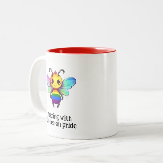 Mit Les-Biene-an-Stolz-LGBT Zweifarbige Tasse (Vorderseite Links)