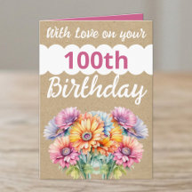 Mit Liebe 100. Geburtstag gerbera Blume pink