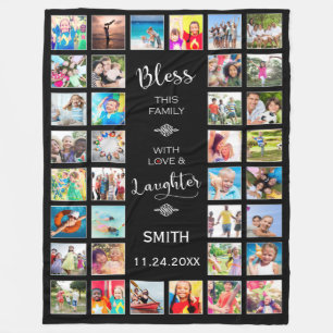 Mit Liebe 32 Foto Collage segne diese Familie Fleecedecke