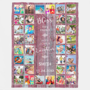 Mit Liebe 32 Foto Collage segne diese Familie Fleecedecke