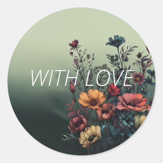 "Mit Liebe" Aquamariner Eleganter Umschlag Aufkleb Runder Aufkleber (Vorderseite)