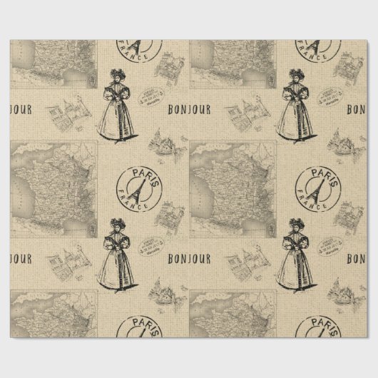 Mit Liebe aus Frankreich Geschenkpapier (Flach)