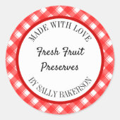 Mit Liebe bearbeitbares Kariertes Retro Runder Aufkleber (Vorderseite)
