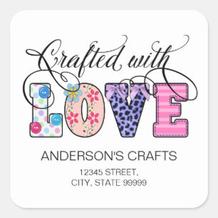 Mit Liebe Black Script ID193 Quadratischer Aufkleber