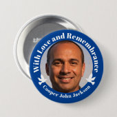 Mit Liebe blau zwei weiße Tauben Foto Erinnerung Button (Vorne & Hinten)