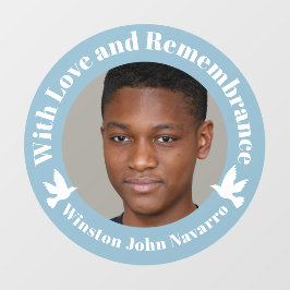 Mit Liebe blau zwei weiße Tauben Foto Erinnerung Fensteraufkleber