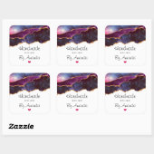 Mit Liebe Blue & Lila Space & Stars Agate hergeste Quadratischer Aufkleber (Blatt)