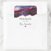 Mit Liebe Blue & Lila Space & Stars Agate hergeste Quadratischer Aufkleber (Tasche)