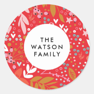 Mit Liebe Blumenweihnachtsaufkleber für Hübschen U Runder Aufkleber