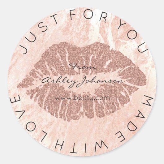 Mit Liebe Blush Lipstick Rose Button Makeup Lips Runder Aufkleber (Vorderseite)