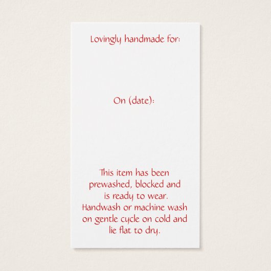 Mit Liebe Crochet Hang Tag (Rückseite)