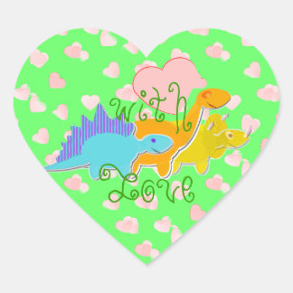 Mit Liebe Dinosaurier Herz Herz-Aufkleber