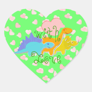 Mit Liebe-Dinosaurier-Herzen Herz-Aufkleber