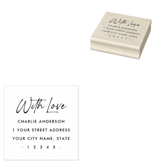 Mit Liebe elegante Script-Rücksendeadresse Gummistempel (Stempel)