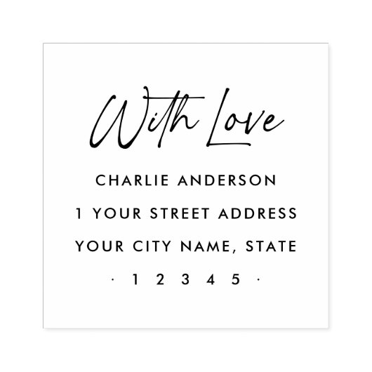 Mit Liebe elegante Script-Rücksendeadresse Gummistempel (Prägung)