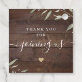 Mit Liebe elegantes Grünholz rustikale Hochzeit Geschenkanhänger (Rückseite)