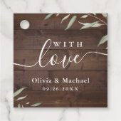 Mit Liebe elegantes Grünholz rustikale Hochzeit Geschenkanhänger (Vorderseite)