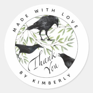 Mit Liebe erstellt Danke Crow Bird Runder Aufkleber