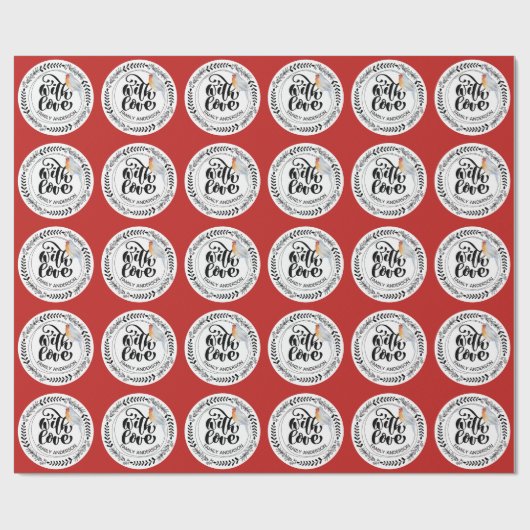 MIT LIEBE Festivals Winter Robin Personalisiert Geschenkpapier (Flach)