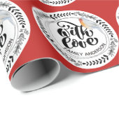 MIT LIEBE Festivals Winter Robin Personalisiert Geschenkpapier (Rolleneckpunkt)