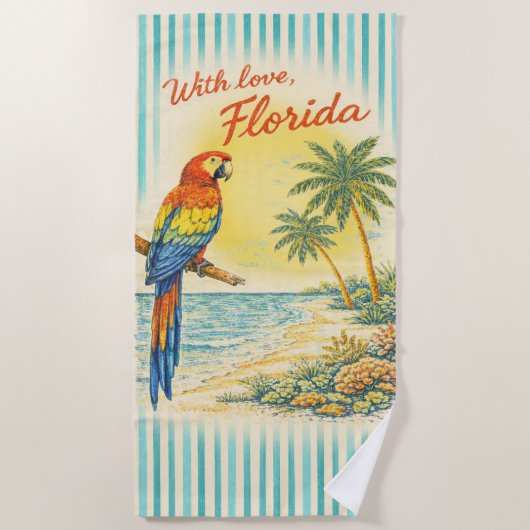 Mit Liebe Florida Papagei Strandhandtuch (Vorderseite)