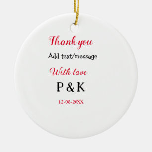 Mit Liebe füge Paarname Buchstabe Danke füge Datum Keramik Ornament