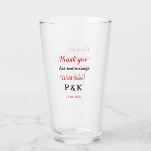 Mit Liebe fügt Paar Namen Buchstaben hinzu danke f Glas