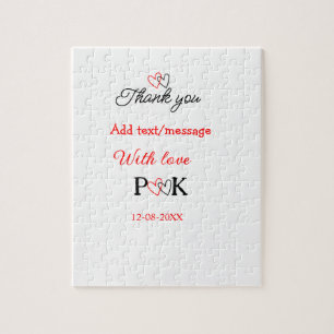 Mit Liebe fügt Paarname Buchstabe Danke hinzufügen Puzzle