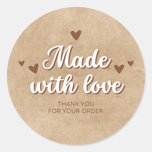 Mit Liebe für Ihre Bestellung Runder Aufkleber (Vorderseite)