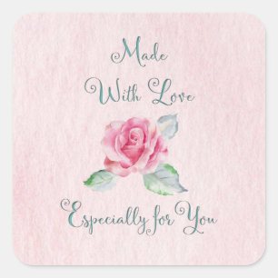 Mit Liebe für Ihre Rose versehen Quadratischer Aufkleber